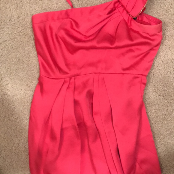 Hot pink BCBG one shoulder ruffle dress. - Picture 3 of 5